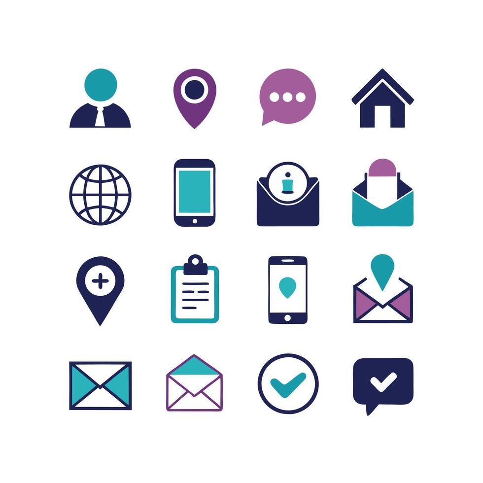 Contact Us icon set collection for websites and mobile applications vector