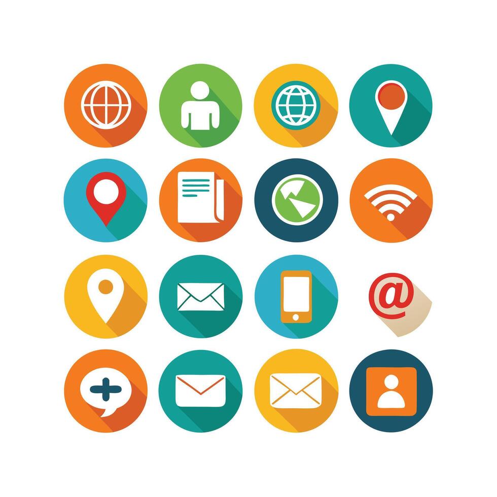 Contact Us icon set collection for websites and mobile applications vector