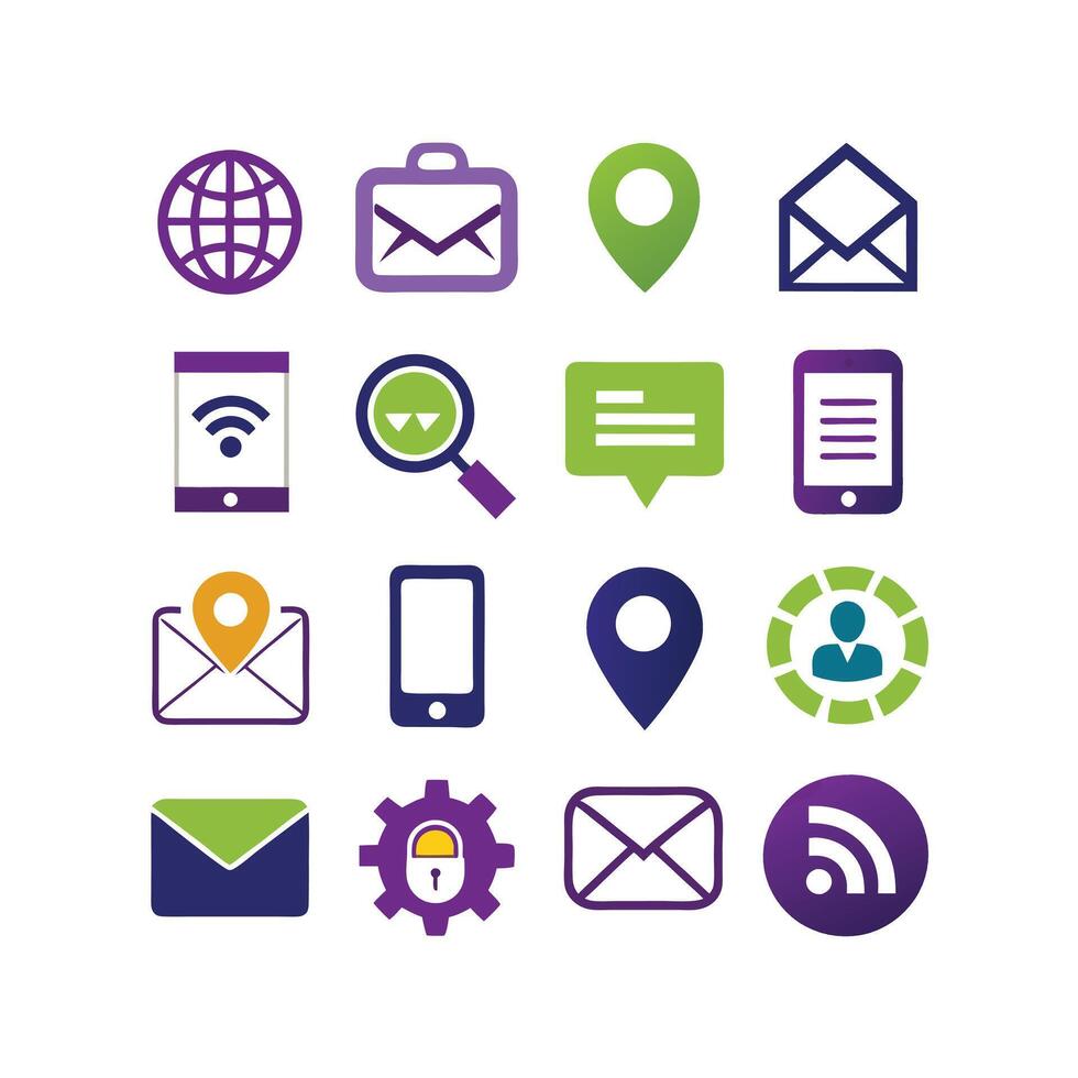 Contact Us icon set collection for websites and mobile applications vector