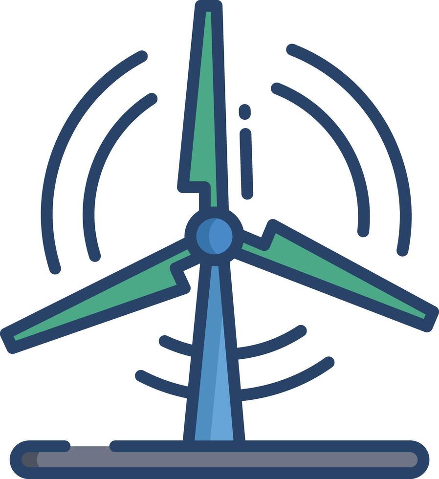 wind turbine linear color illustration vector
