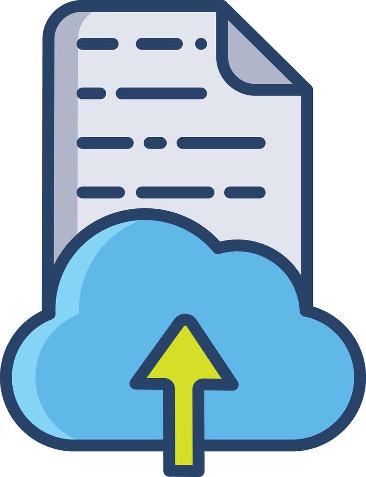Cloud upload linear color illustration vector