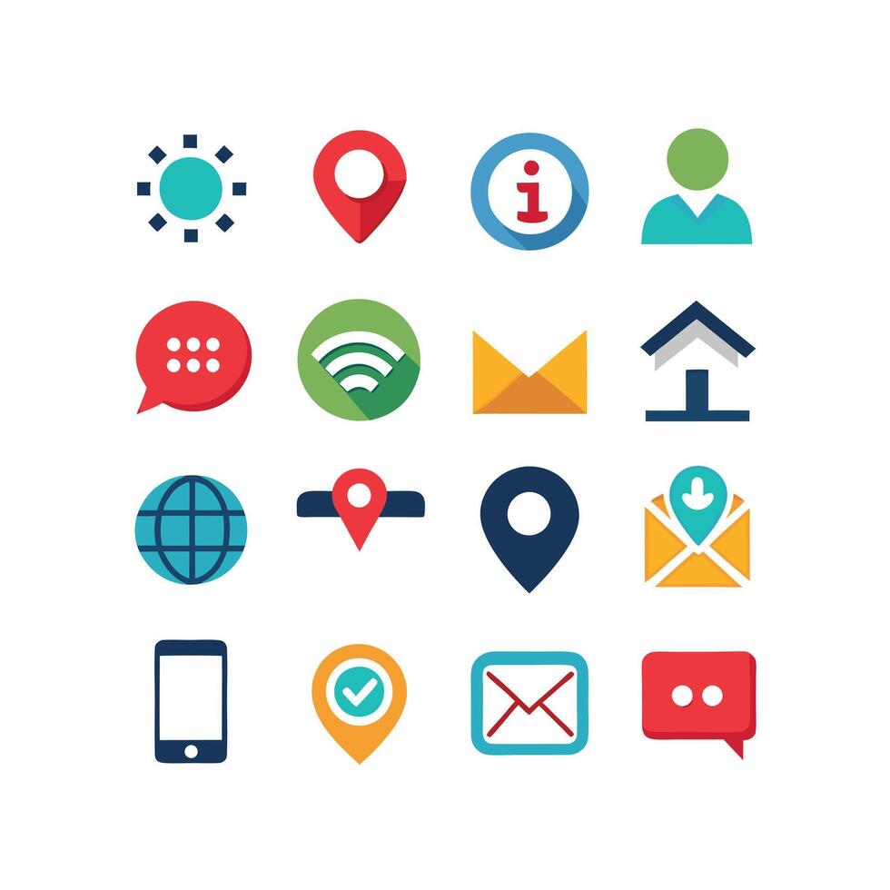 Contact Us icon set collection for websites and mobile applications vector