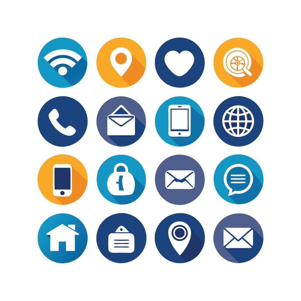 Contact Us icon set collection for websites and mobile applications vector
