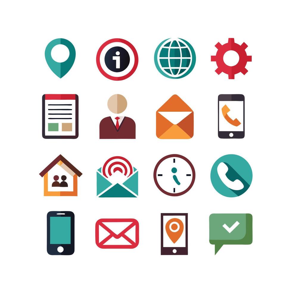 Contact Us icon set collection for websites and mobile applications vector