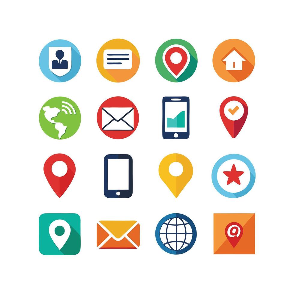 Contact Us icon set collection for websites and mobile applications vector