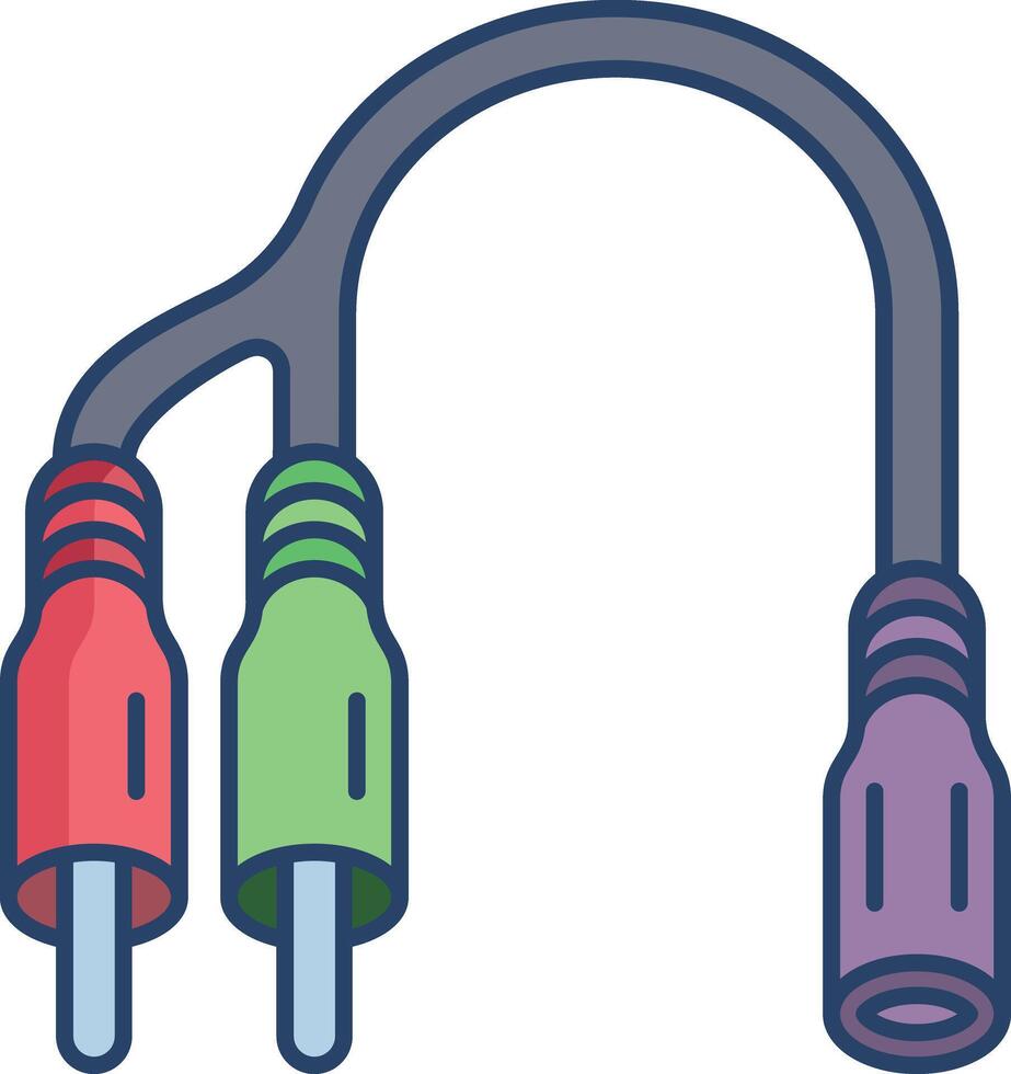 Audio Cable linear color illustration vector