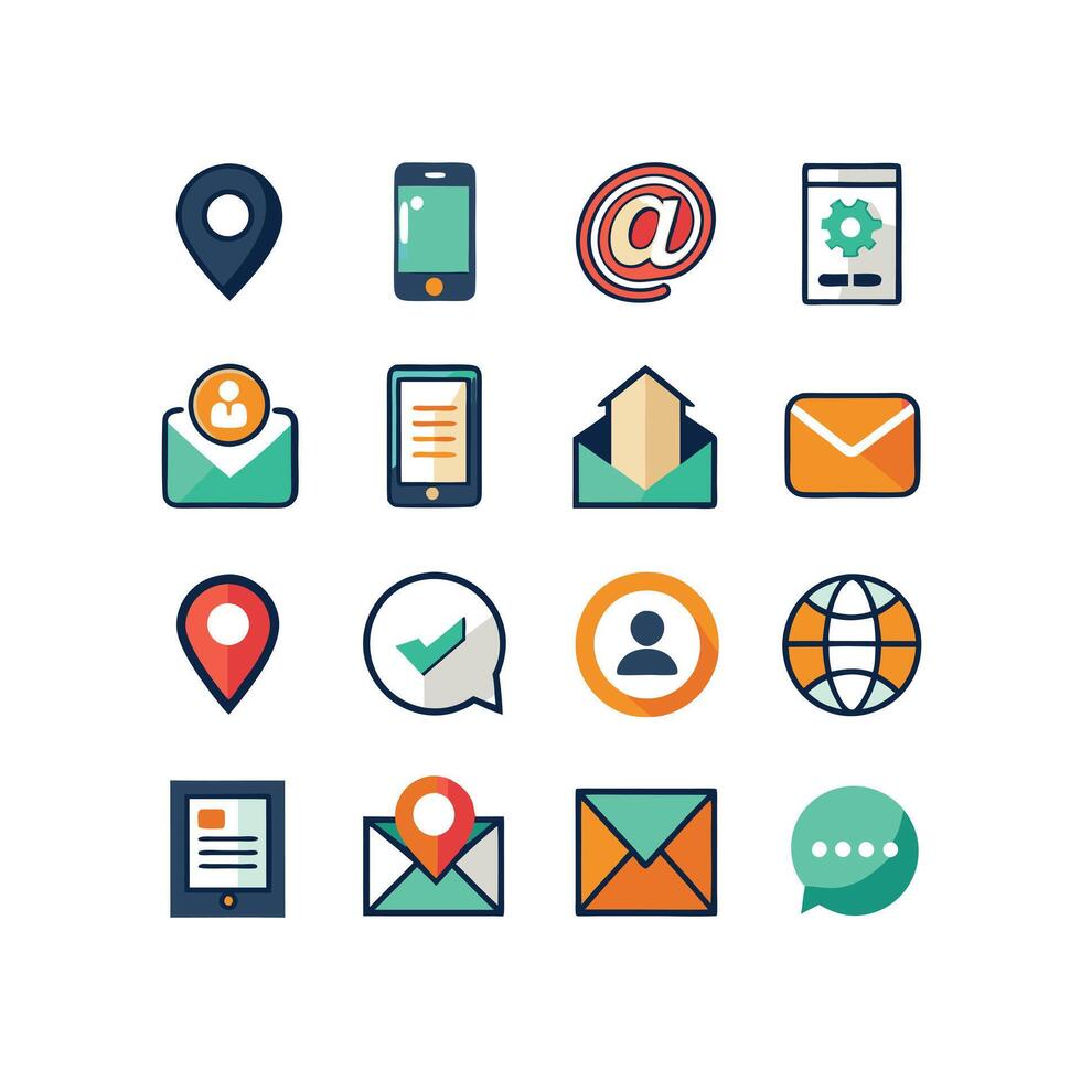 Contact Us icon set collection for websites and mobile applications vector