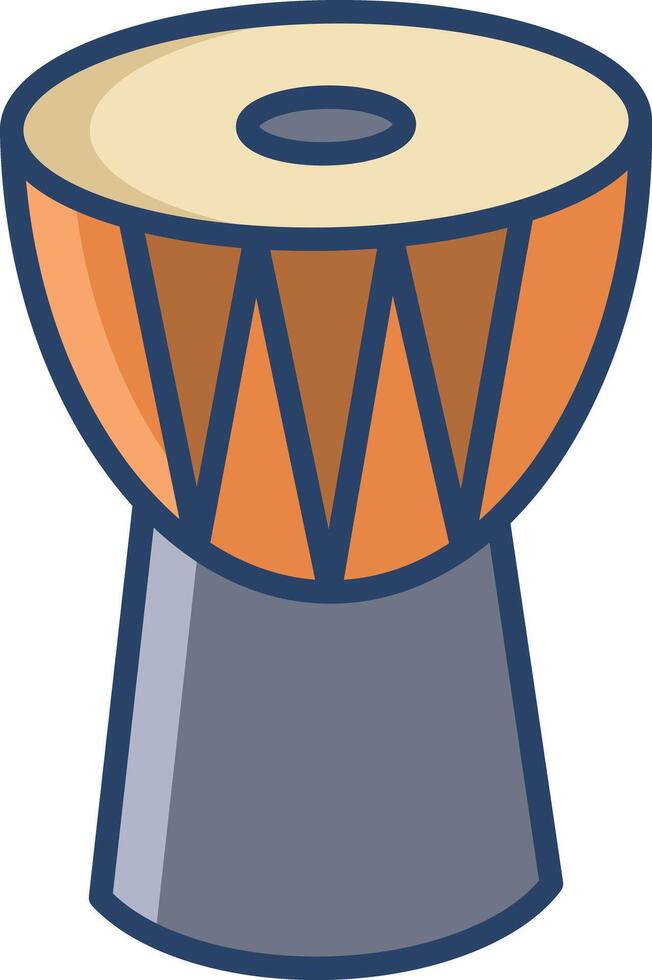Drum linear color illustration vector