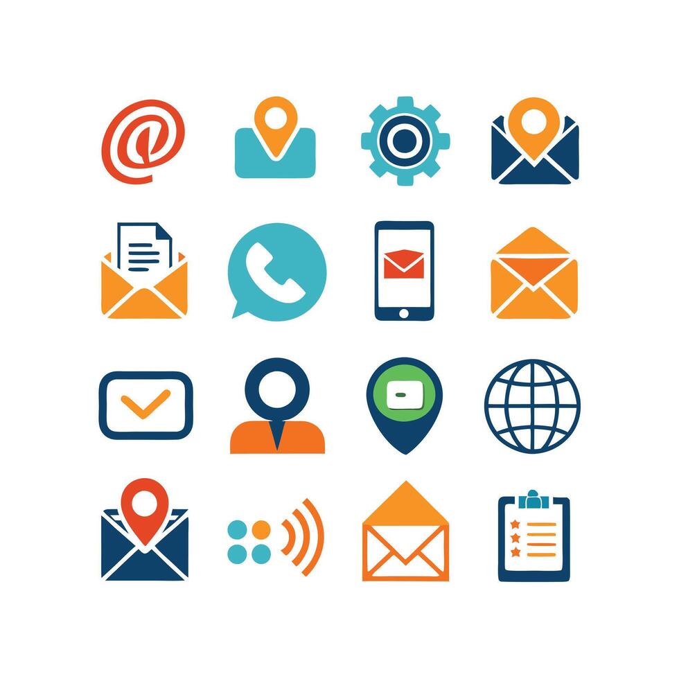 Contact Us icon set collection for websites and mobile applications vector