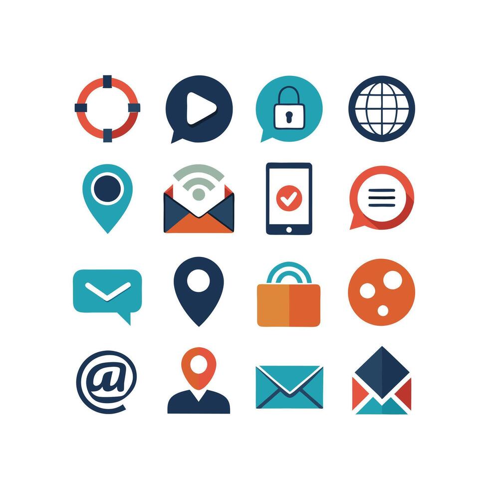 Contact Us icon set collection for websites and mobile applications vector