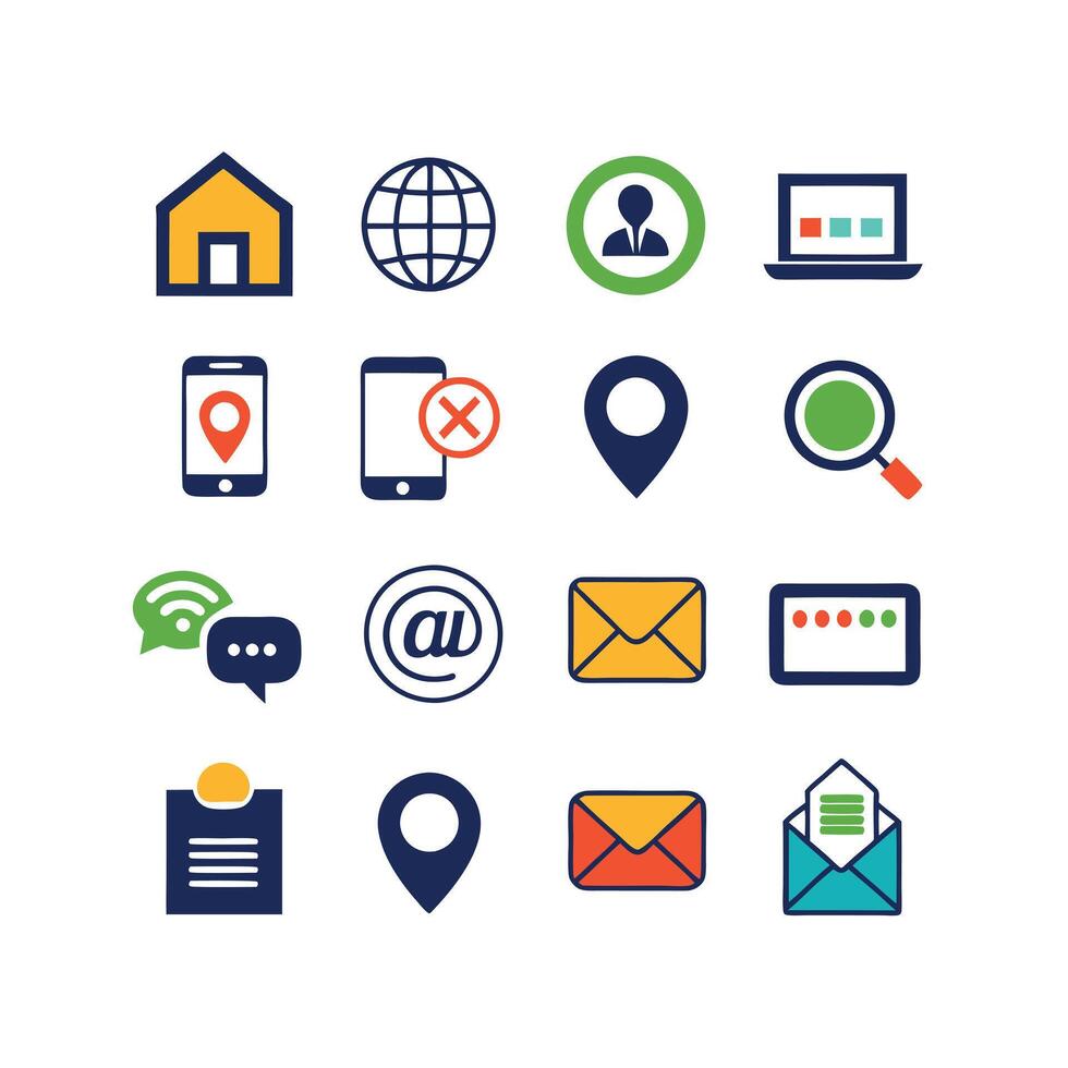 Contact Us icon set collection for websites and mobile applications vector