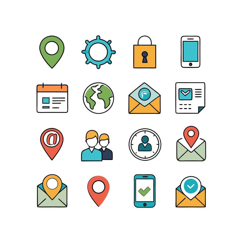 Contact Us icon set collection for websites and mobile applications vector