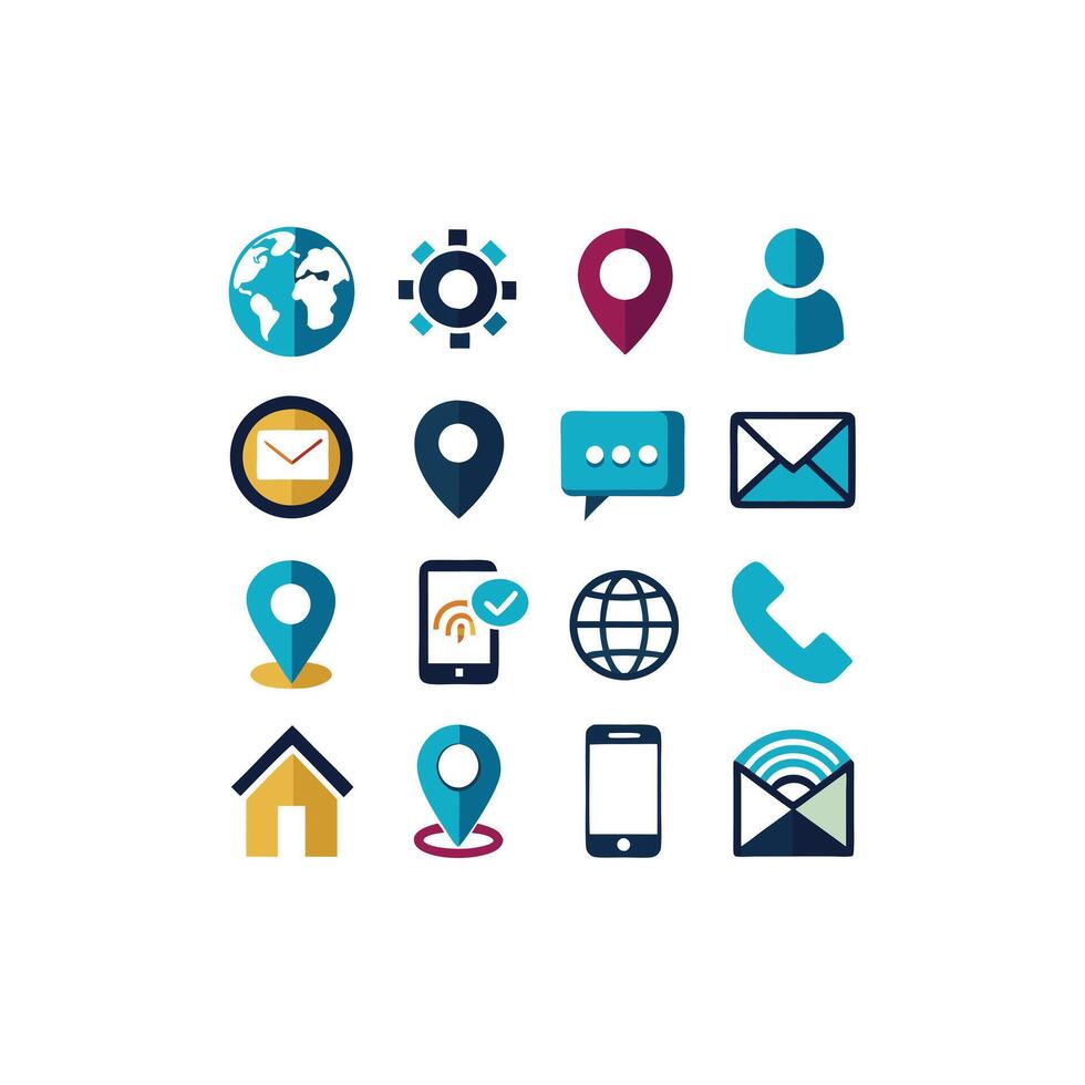 Contact Us icon set collection for websites and mobile applications vector