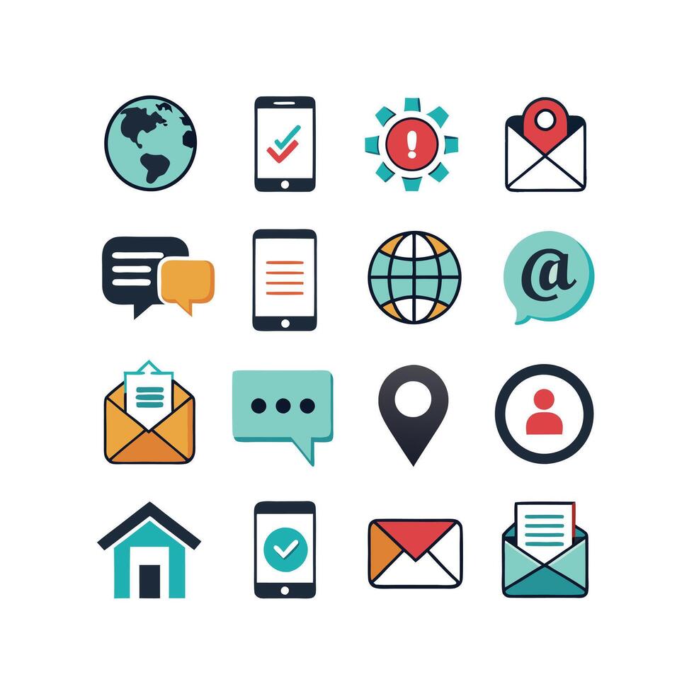 Contact Us icon set collection for websites and mobile applications vector