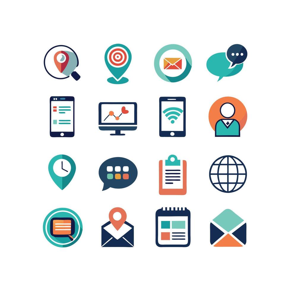 Contact Us icon set collection for websites and mobile applications vector