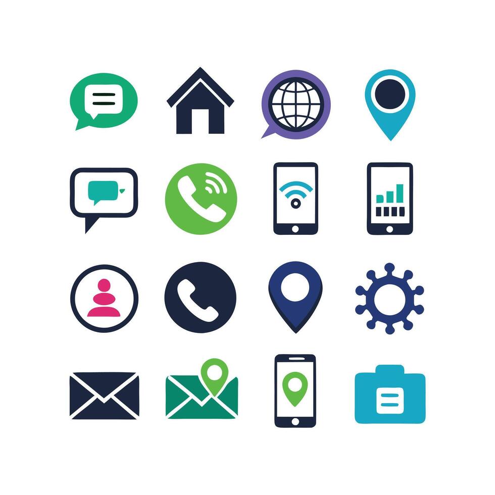 Contact Us icon set collection for websites and mobile applications vector