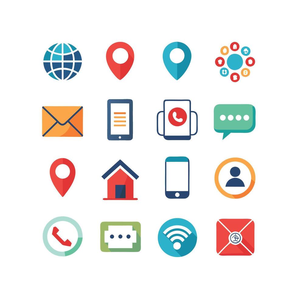 Contact Us icon set collection for websites and mobile applications vector