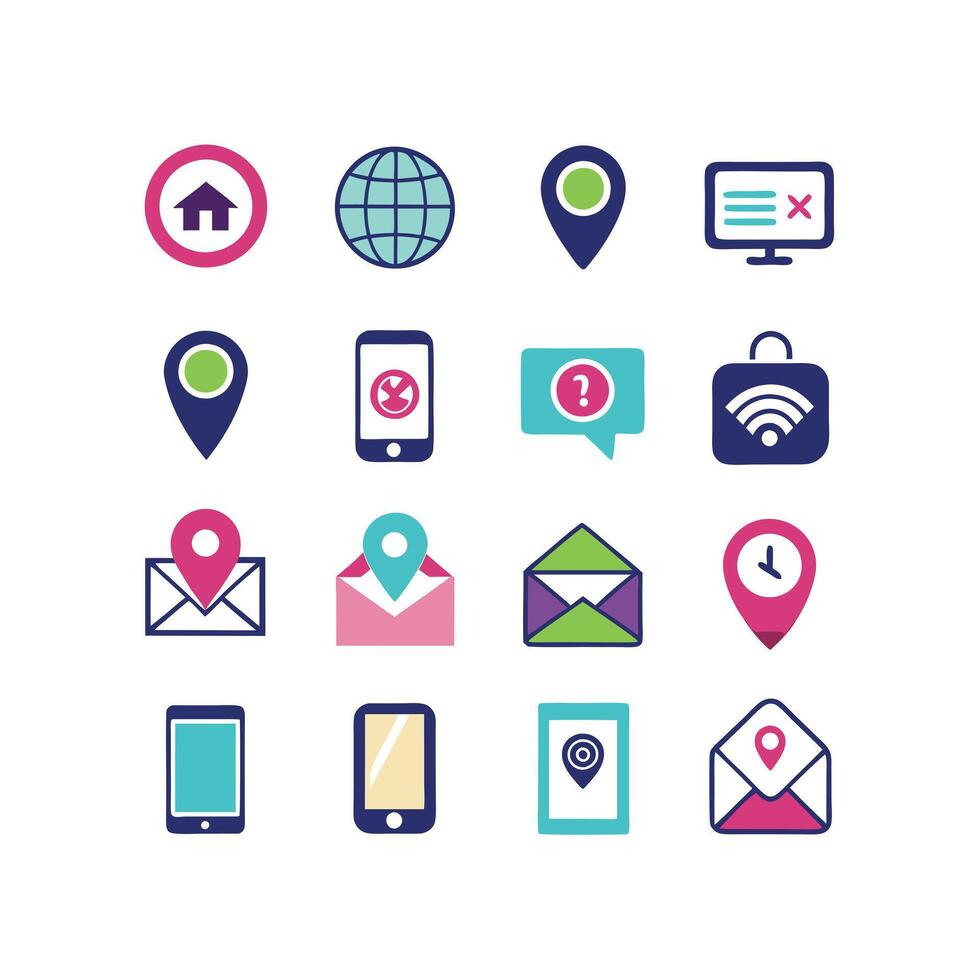 Contact Us icon set collection for websites and mobile applications vector