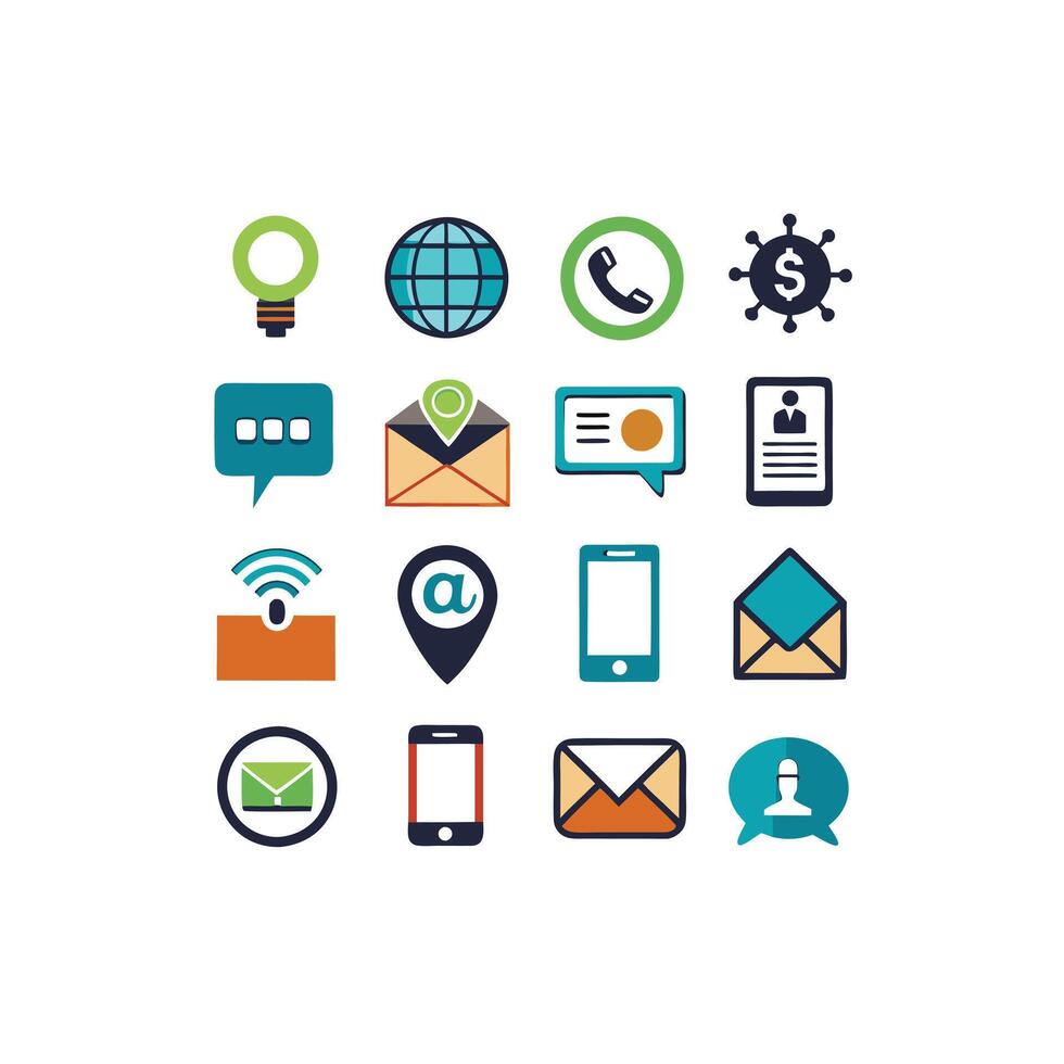 Contact Us icon set collection for websites and mobile applications vector