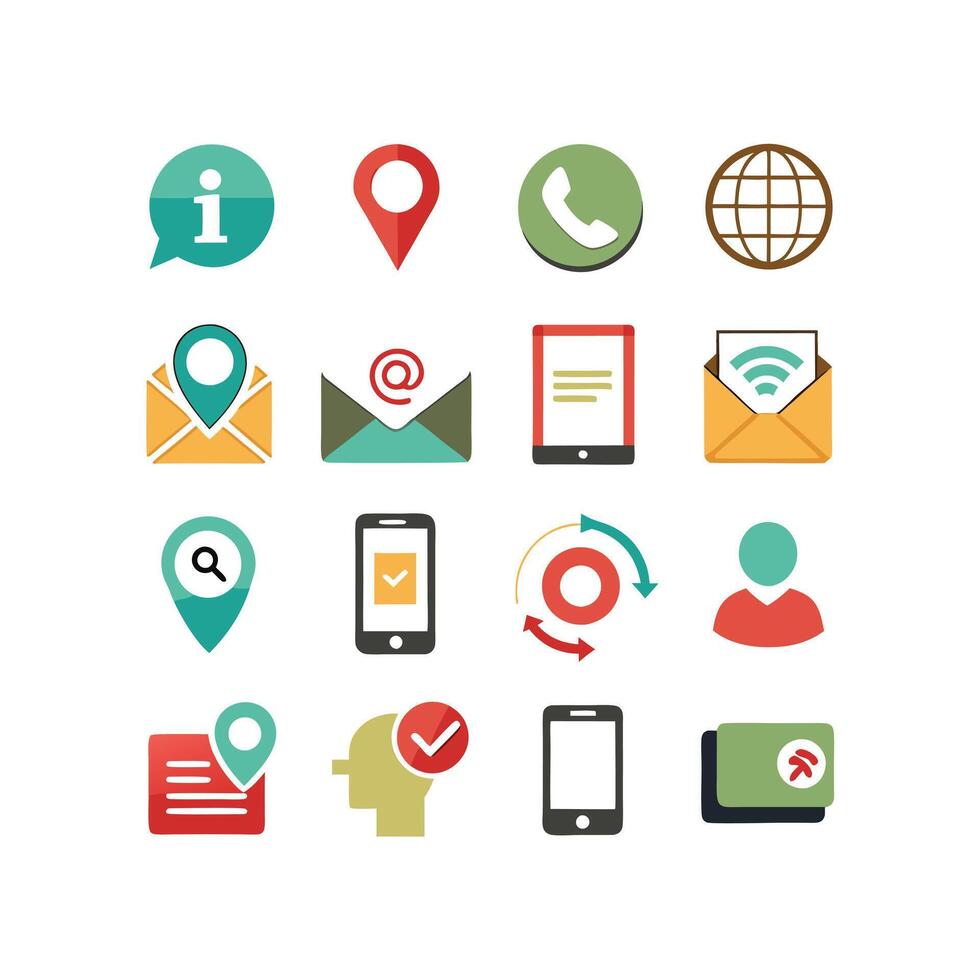 Contact Us icon set collection for websites and mobile applications vector