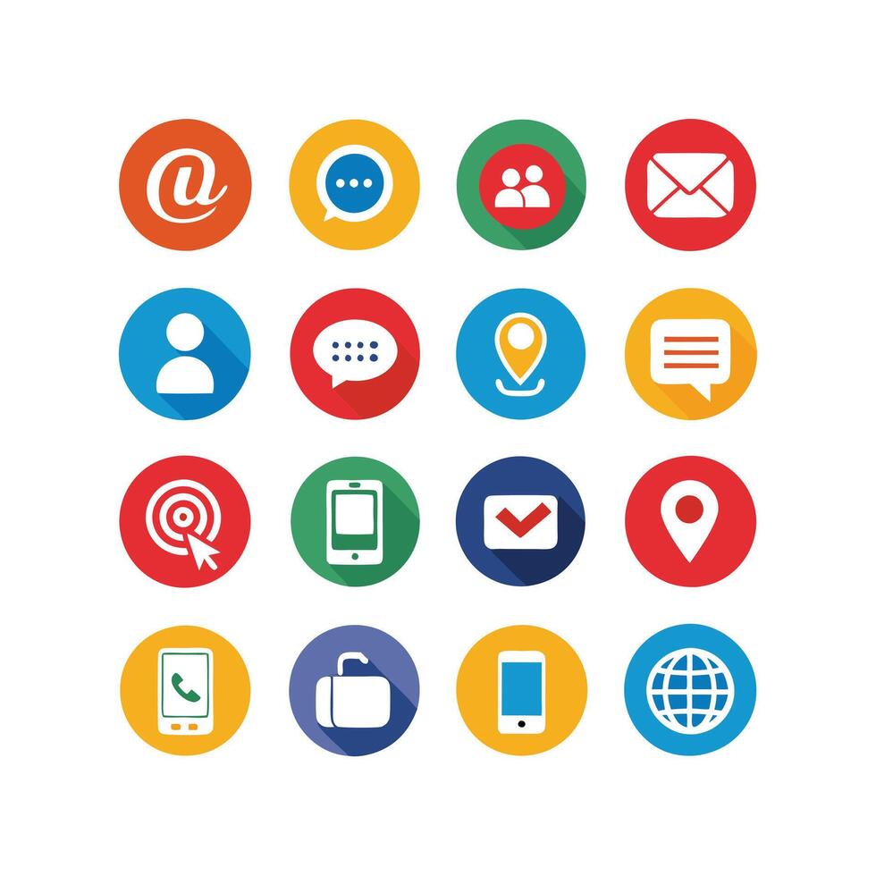 Contact Us icon set collection for websites and mobile applications vector