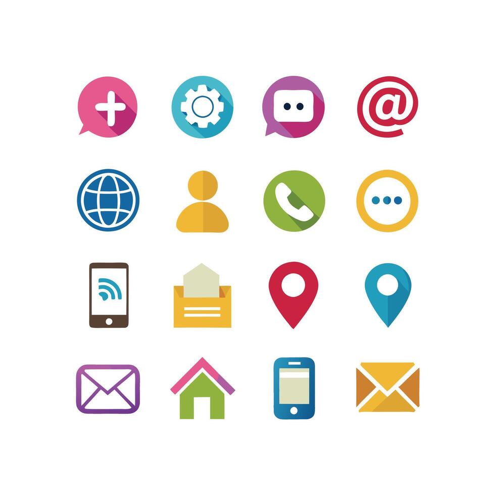 Contact Us icon set collection for websites and mobile applications vector