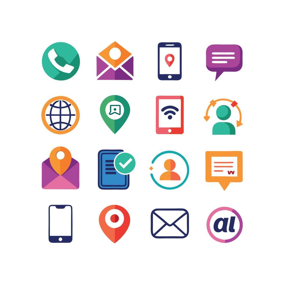 Contact Us icon set collection for websites and mobile applications vector