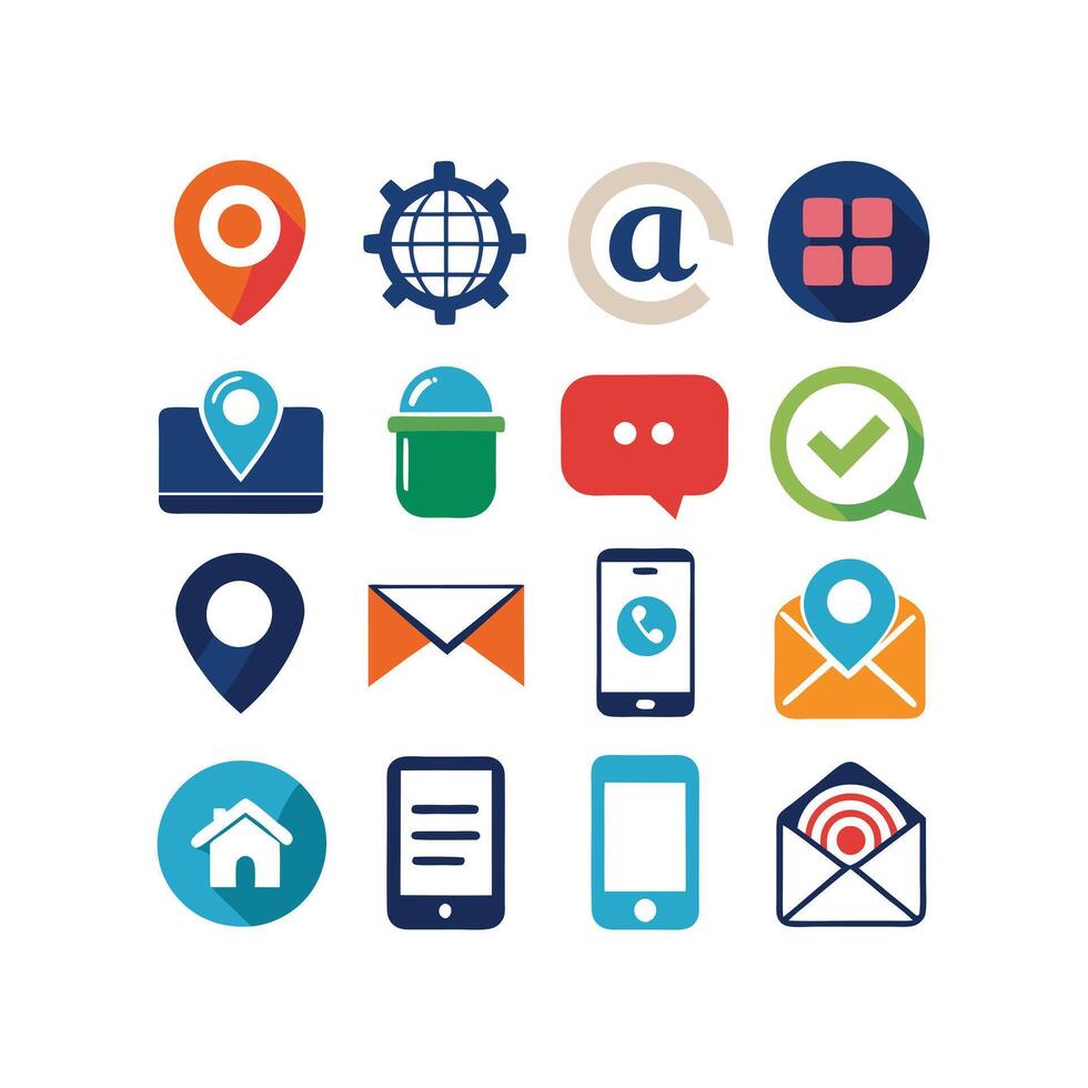 Contact Us icon set collection for websites and mobile applications vector