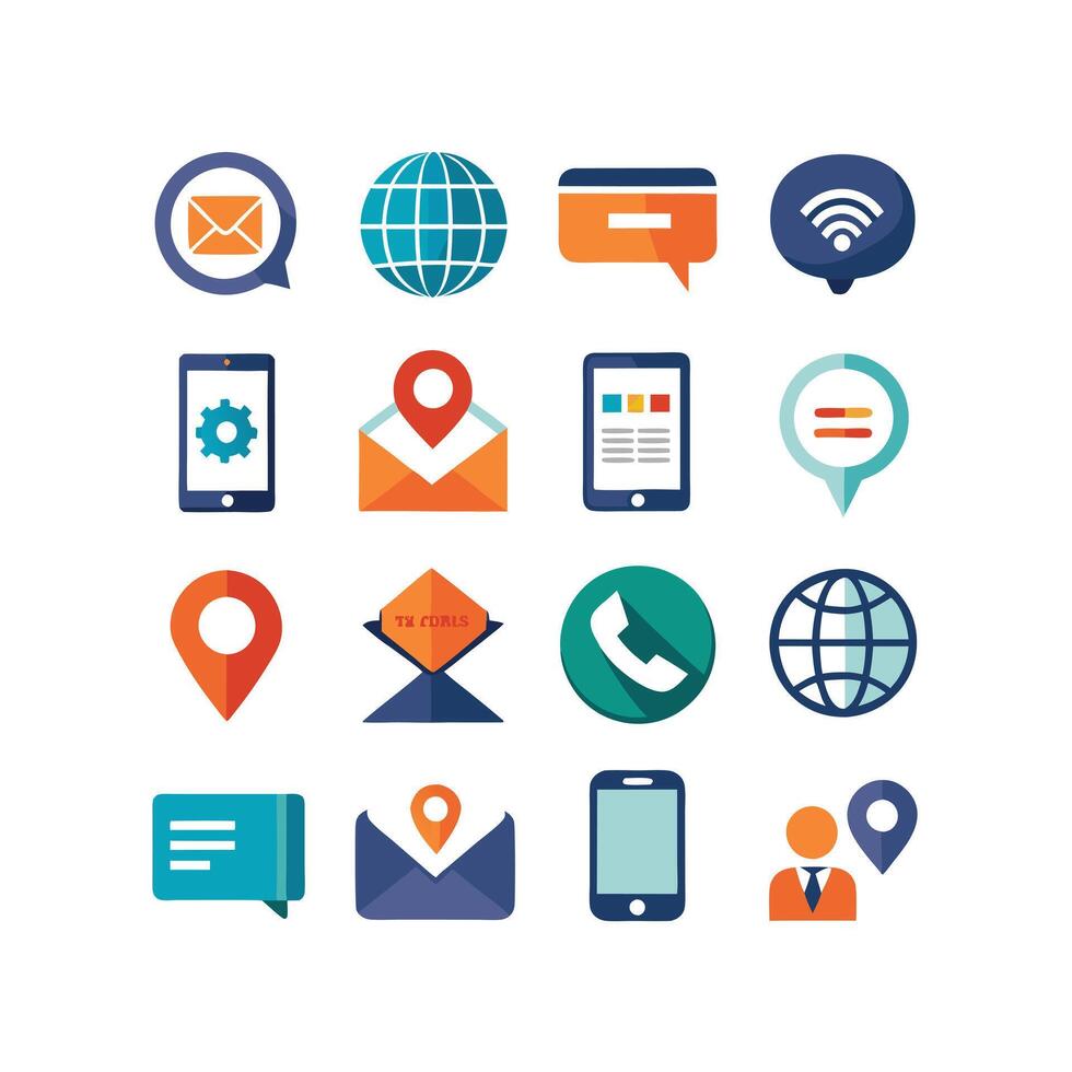 Contact Us icon set collection for websites and mobile applications vector