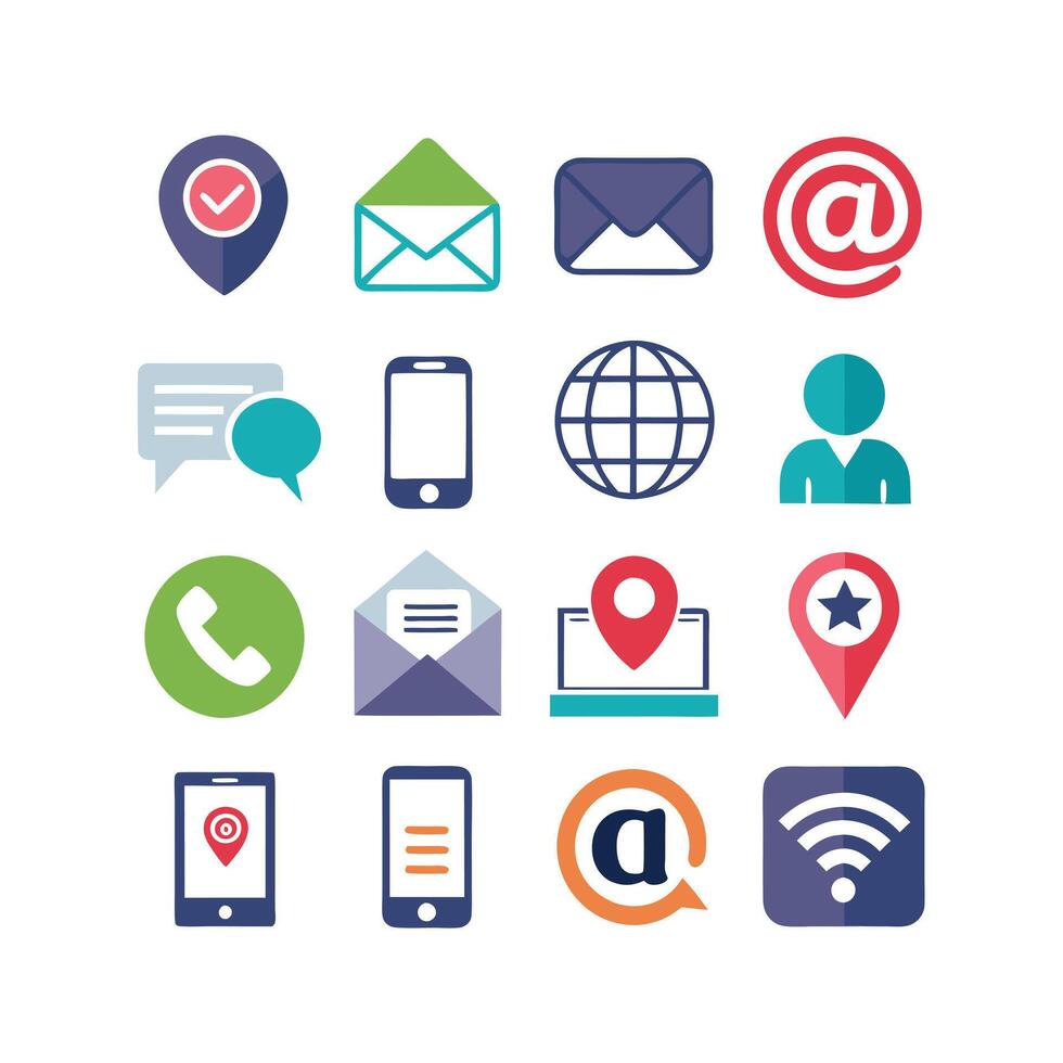Contact Us icon set collection for websites and mobile applications vector
