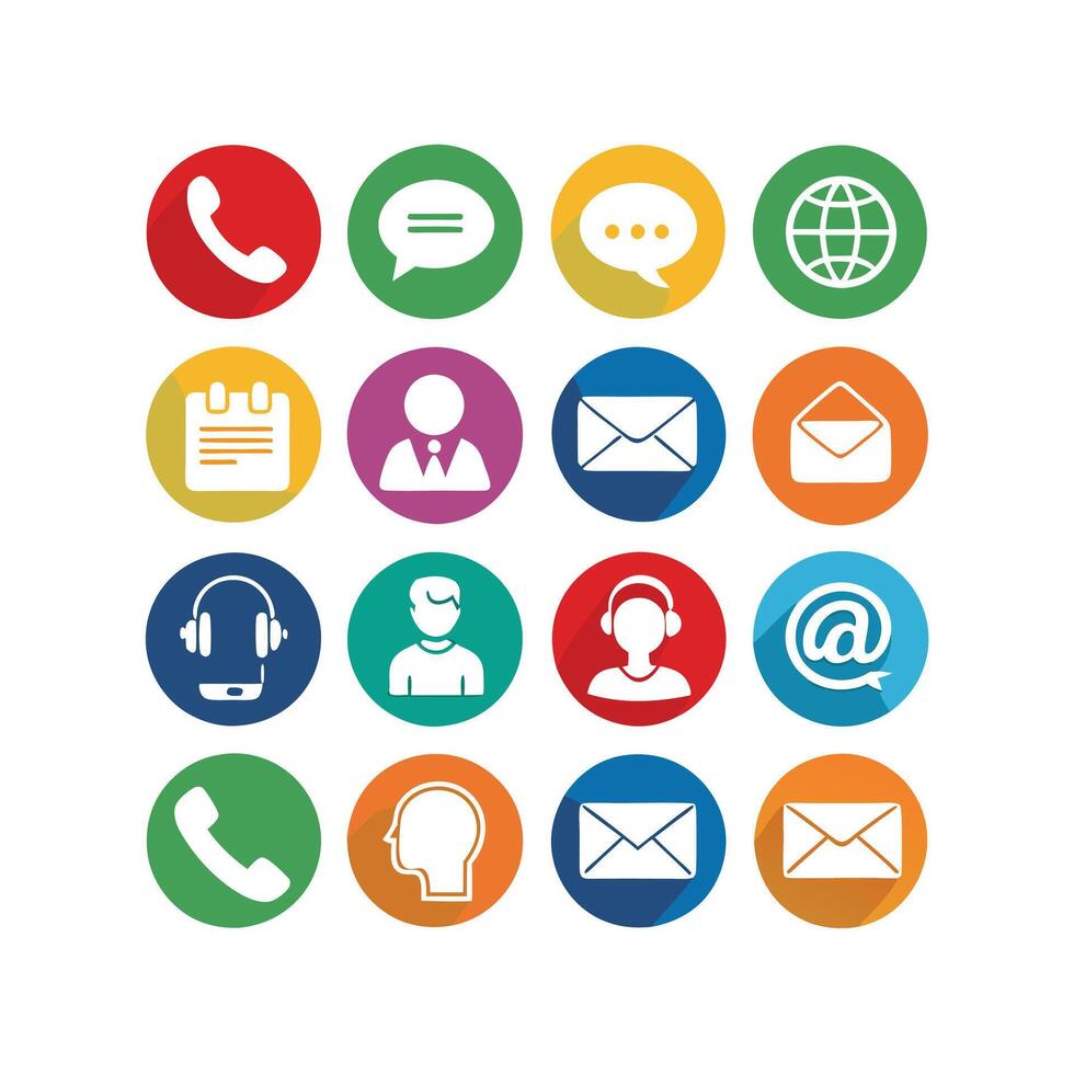 Contact Us icon set collection for websites and mobile applications vector