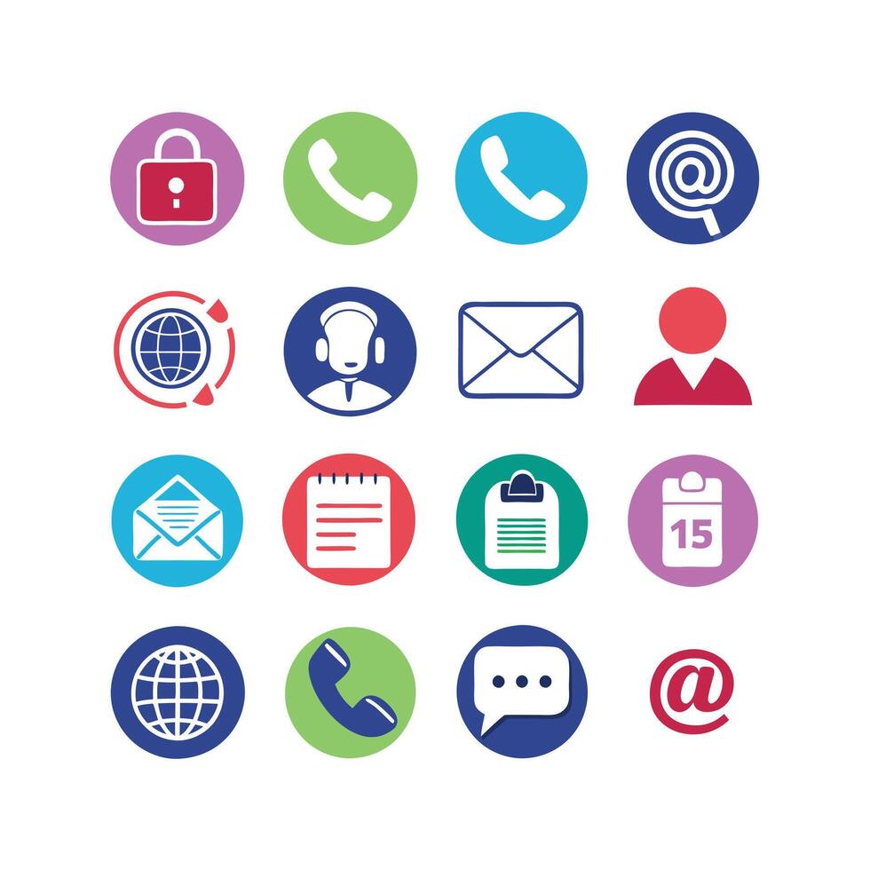 Contact Us icon set collection for websites and mobile applications vector