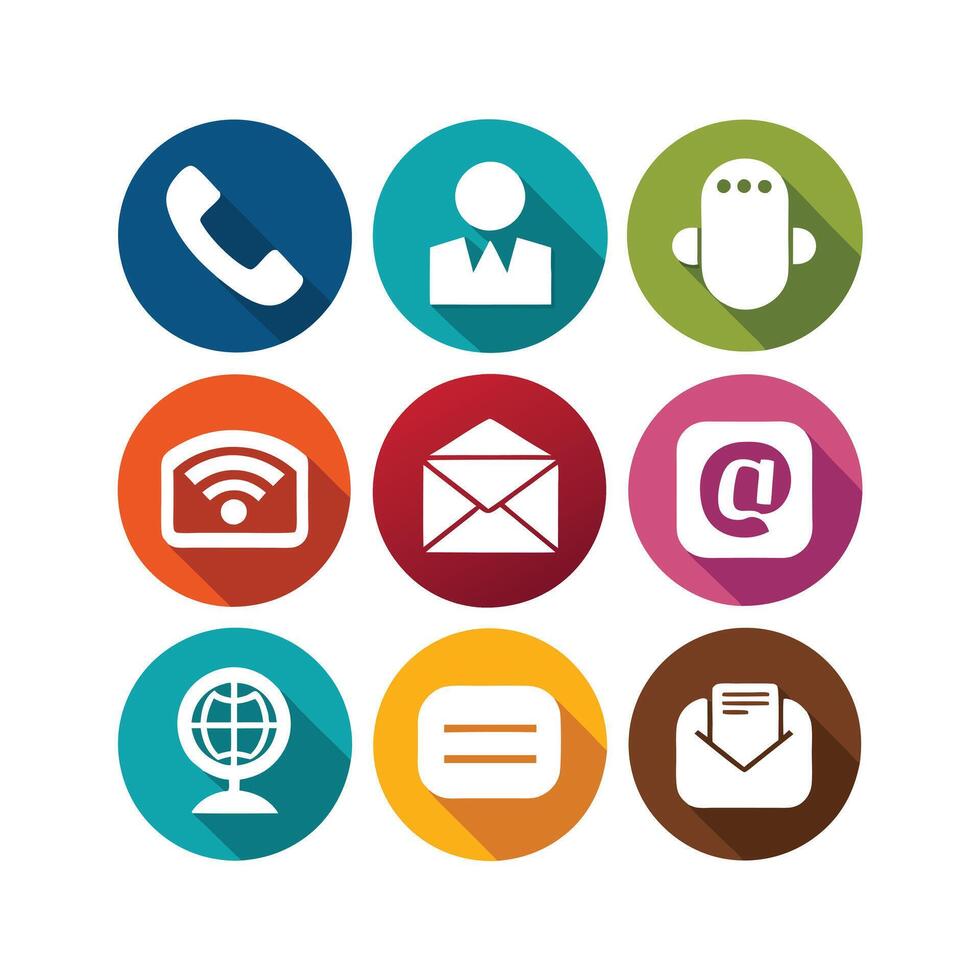 Contact Us icon set collection for websites and mobile applications vector