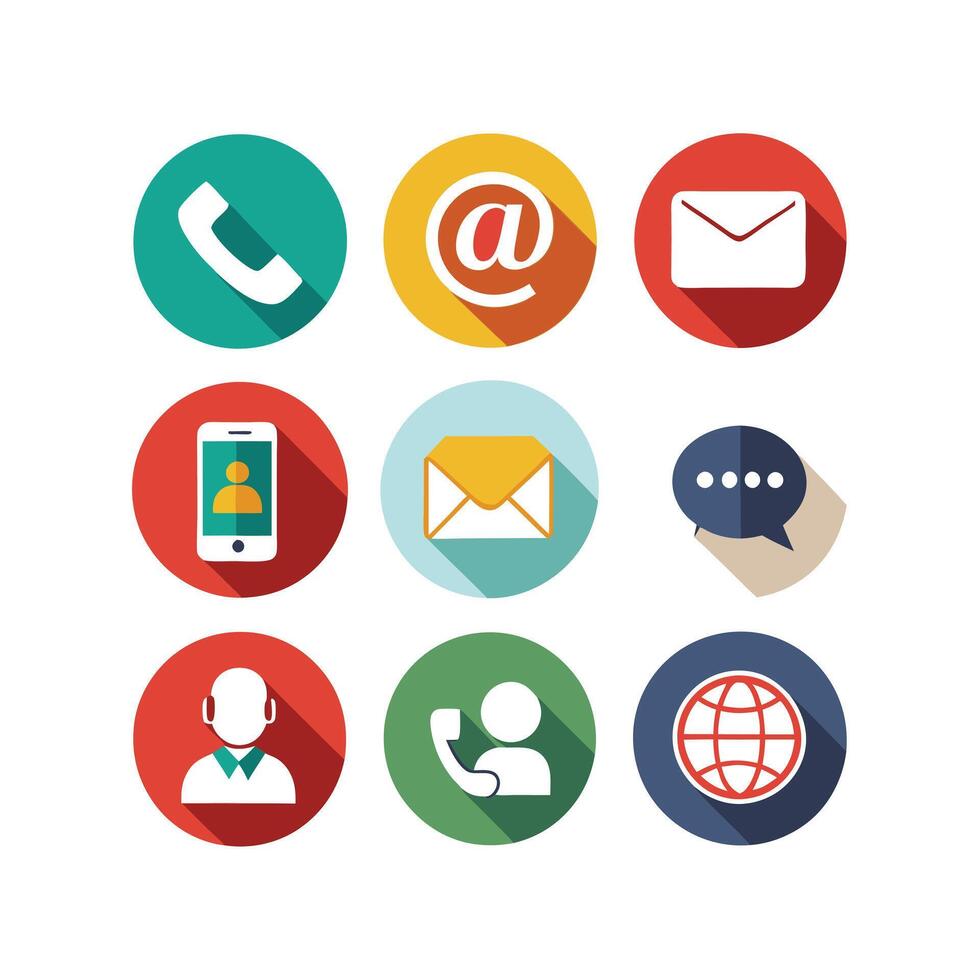 Contact Us icon set collection for websites and mobile applications vector