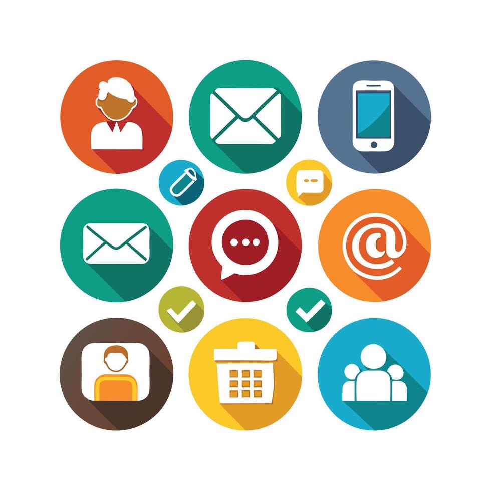 Contact Us icon set collection for websites and mobile applications vector
