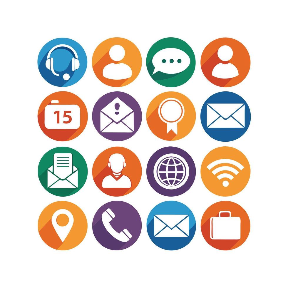 Contact Us icon set collection for websites and mobile applications vector