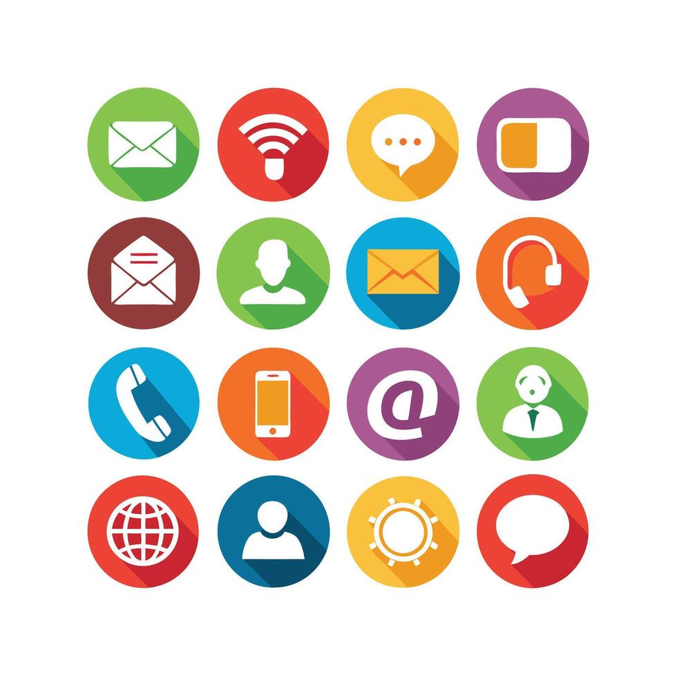 Contact Us icon set collection for websites and mobile applications vector