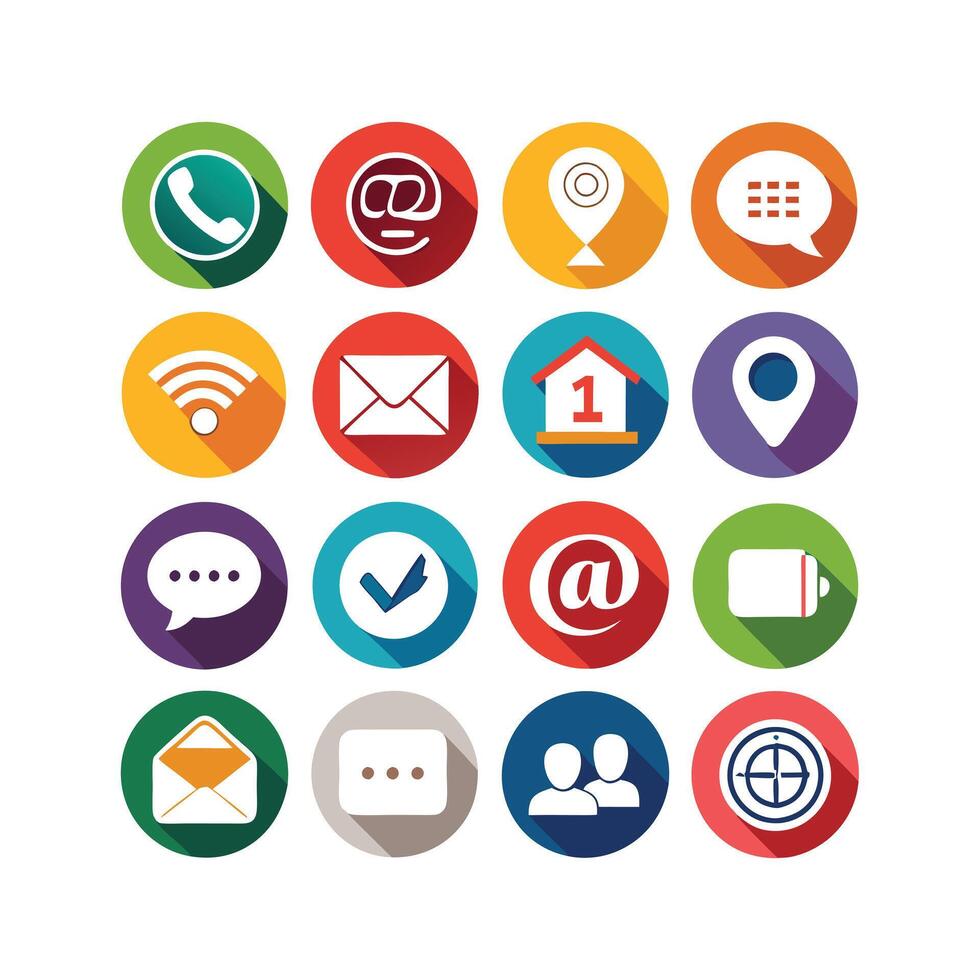 Contact Us icon set collection for websites and mobile applications vector