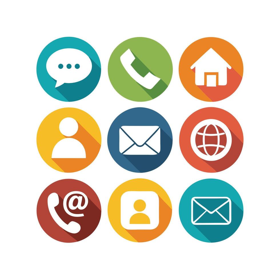 Contact Us icon set collection for websites and mobile applications vector