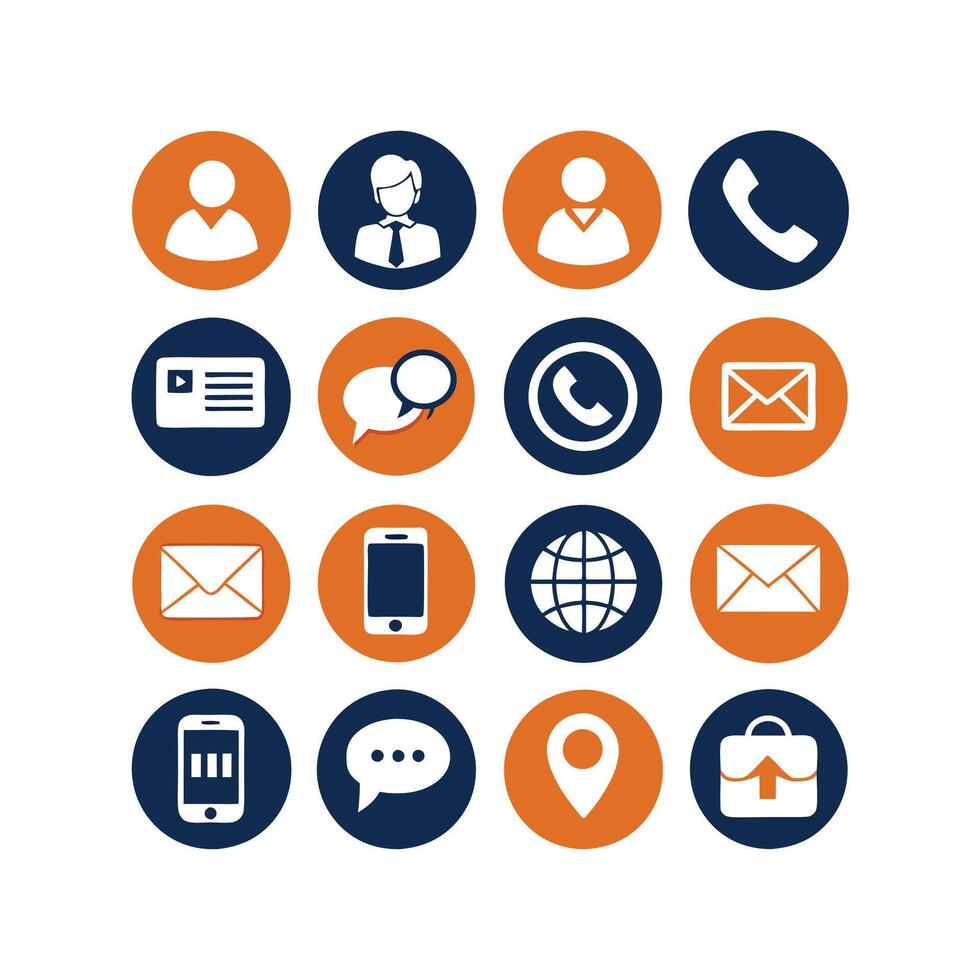 Contact Us icon set collection for websites and mobile applications vector