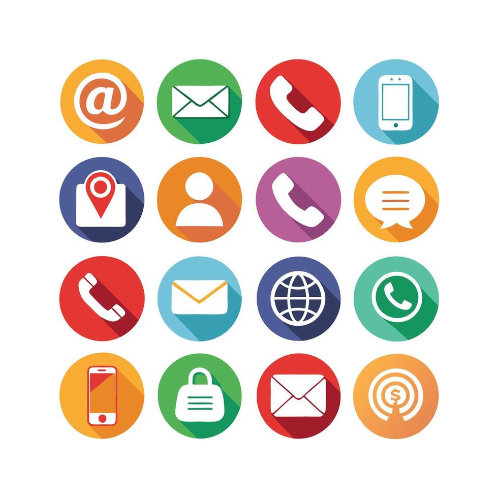 Contact Us icon set collection for websites and mobile applications vector