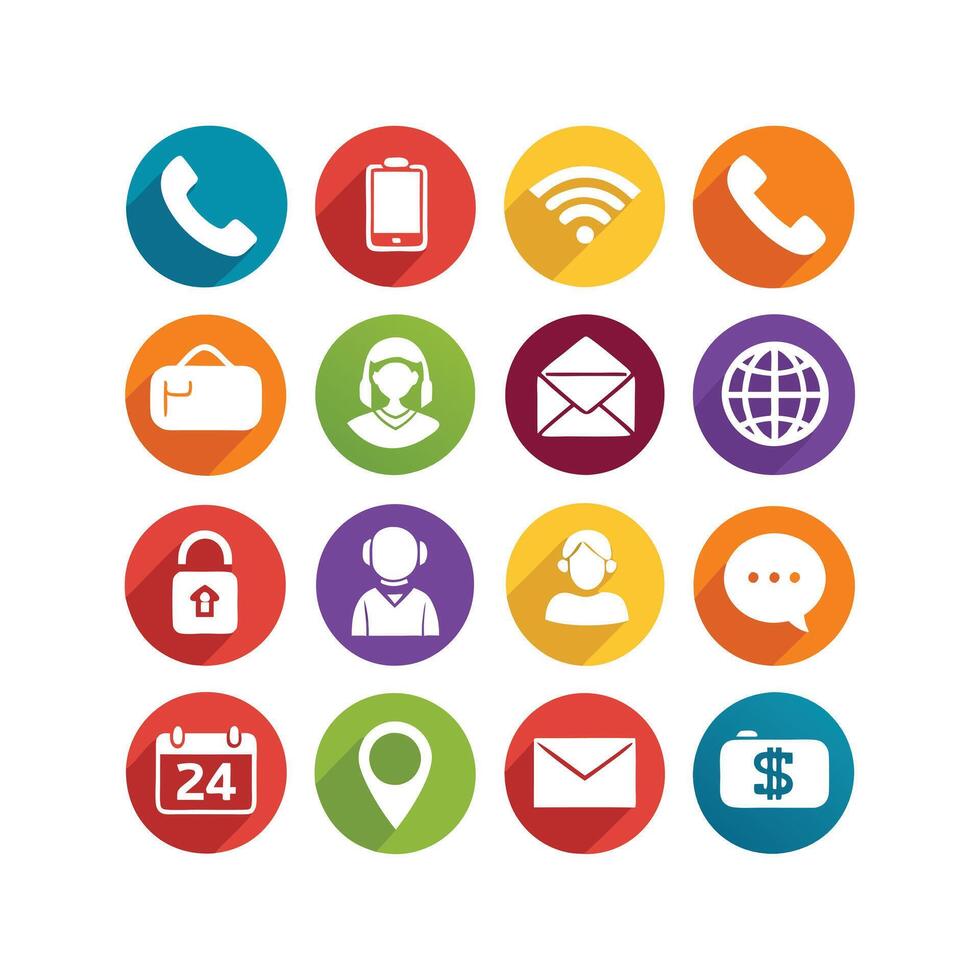 Contact Us icon set collection for websites and mobile applications vector