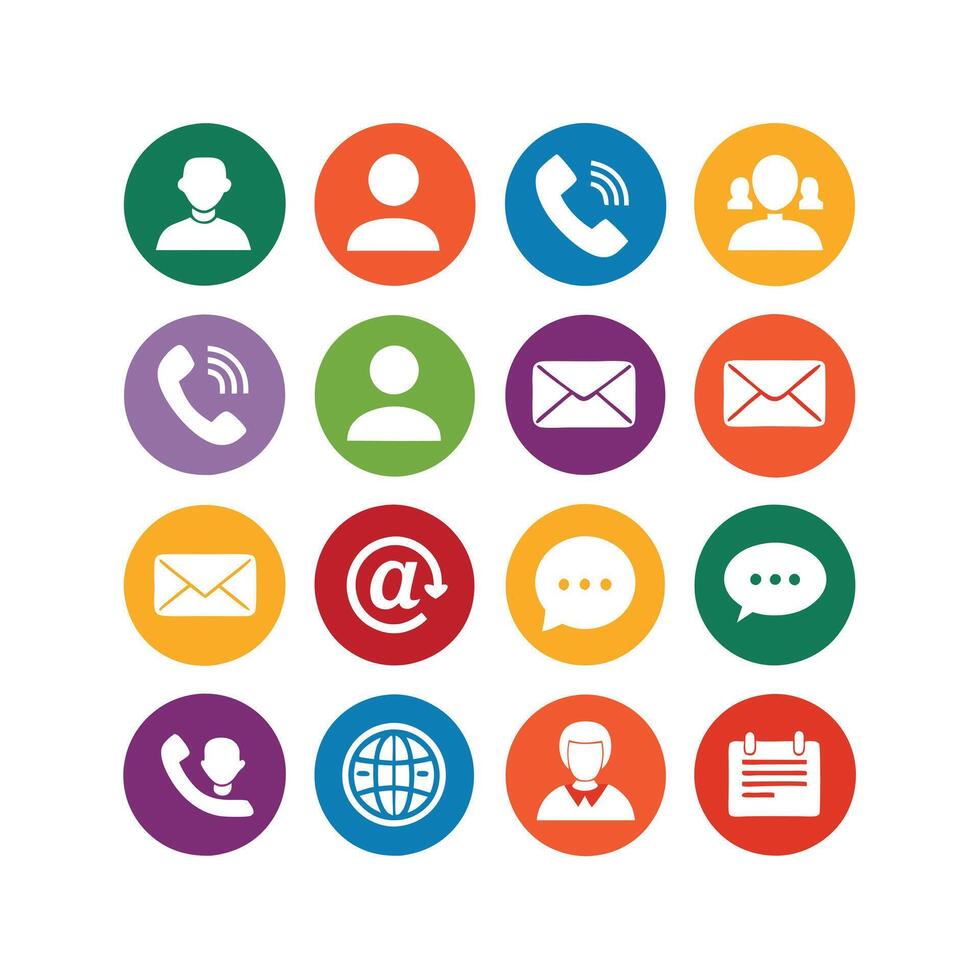 Contact Us icon set collection for websites and mobile applications vector