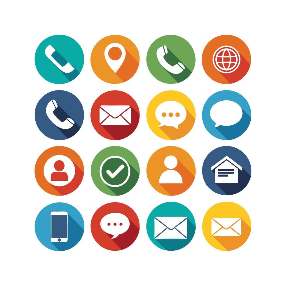 Contact Us icon set collection for websites and mobile applications vector