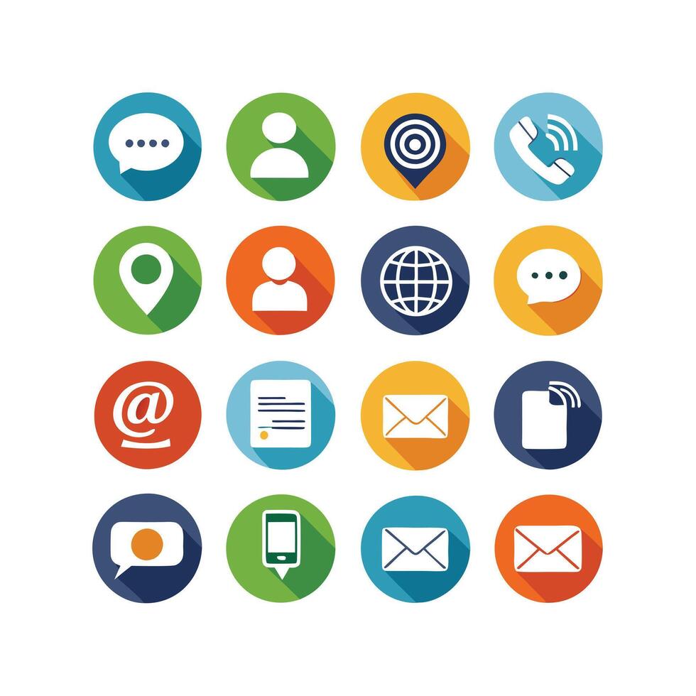 Contact Us icon set collection for websites and mobile applications vector