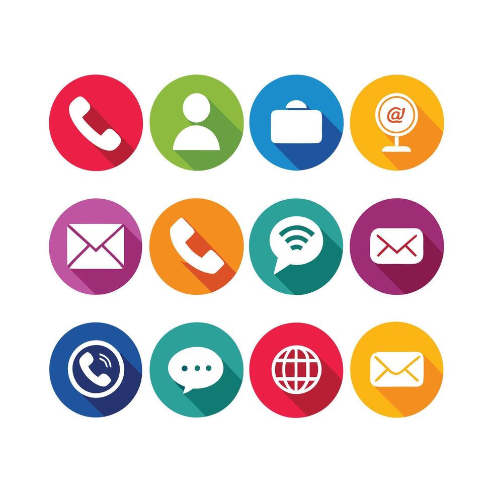 Contact Us icon set collection for websites and mobile applications vector