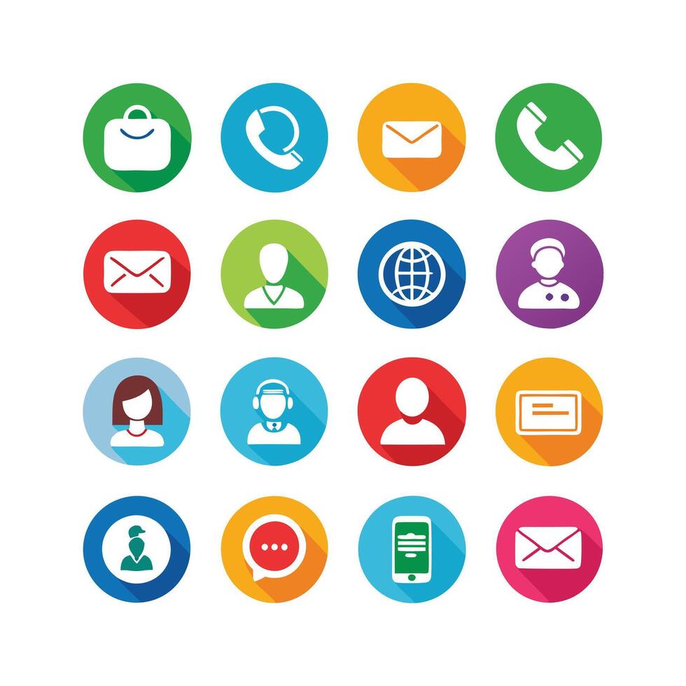 Contact Us icon set collection for websites and mobile applications vector