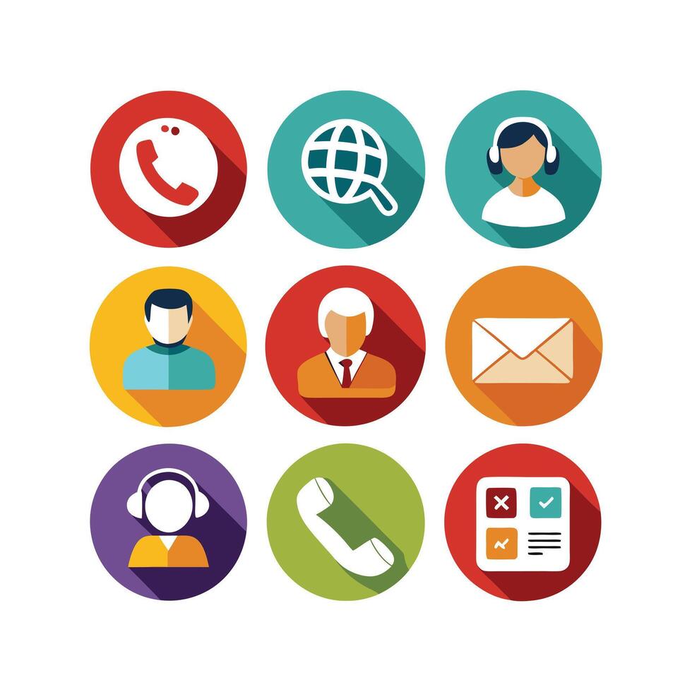 Contact Us icon set collection for websites and mobile applications vector