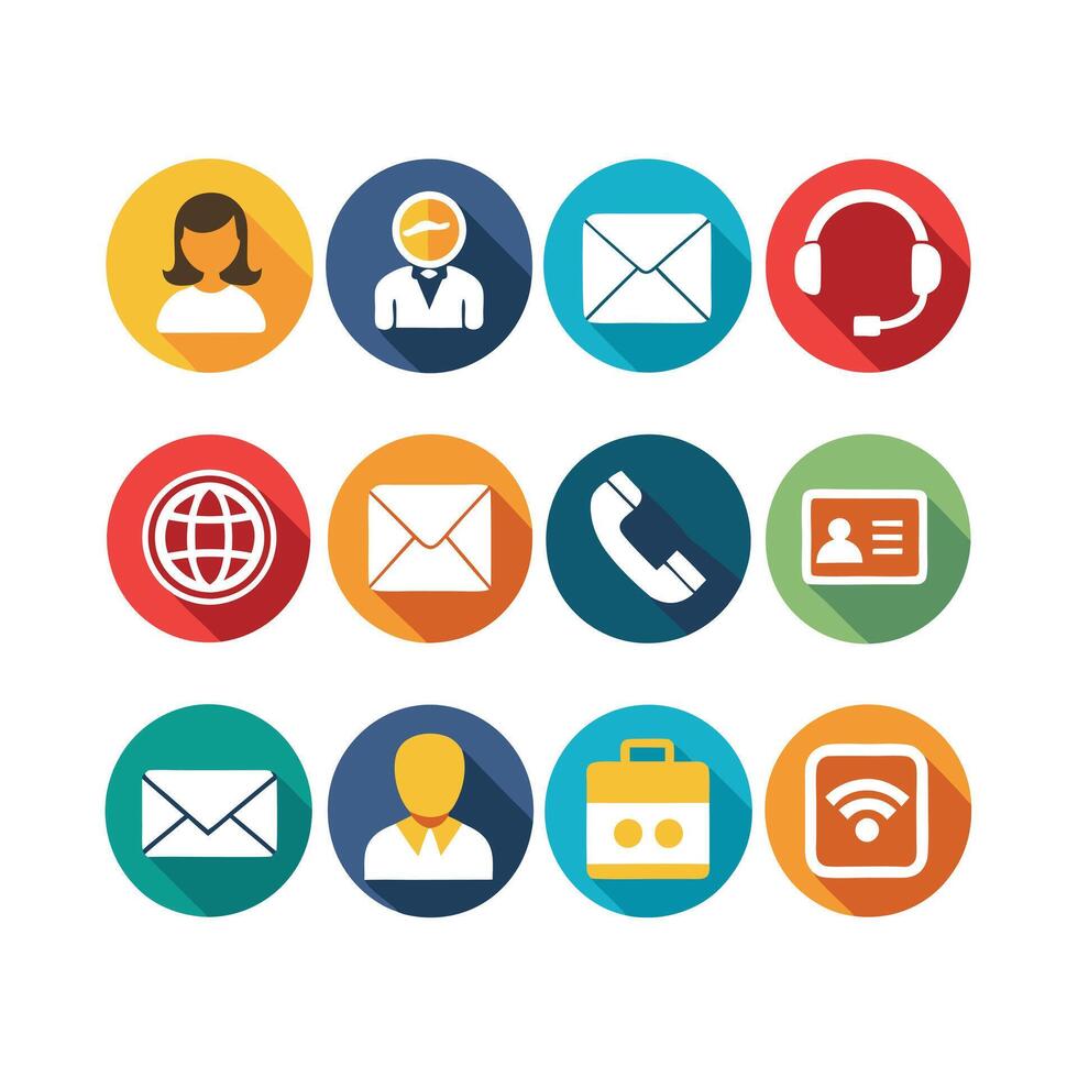 Contact Us icon set collection for websites and mobile applications vector