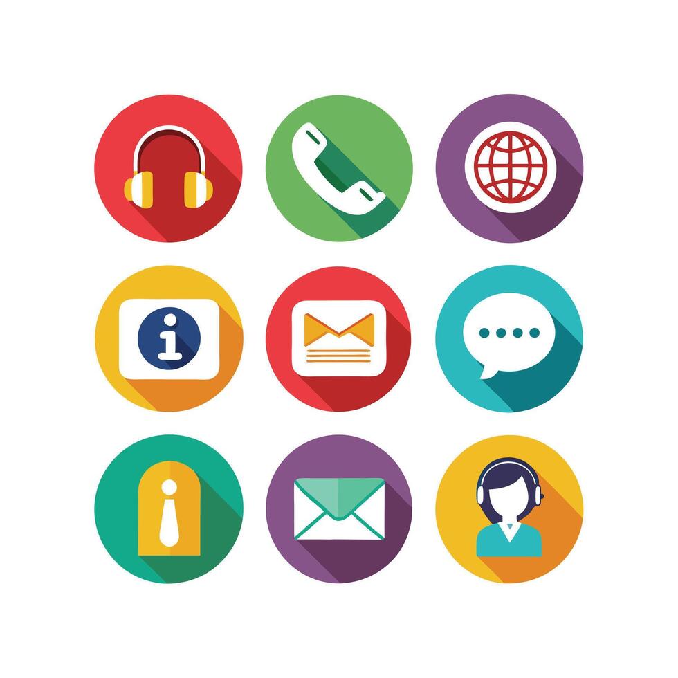 Contact Us icon set collection for websites and mobile applications vector